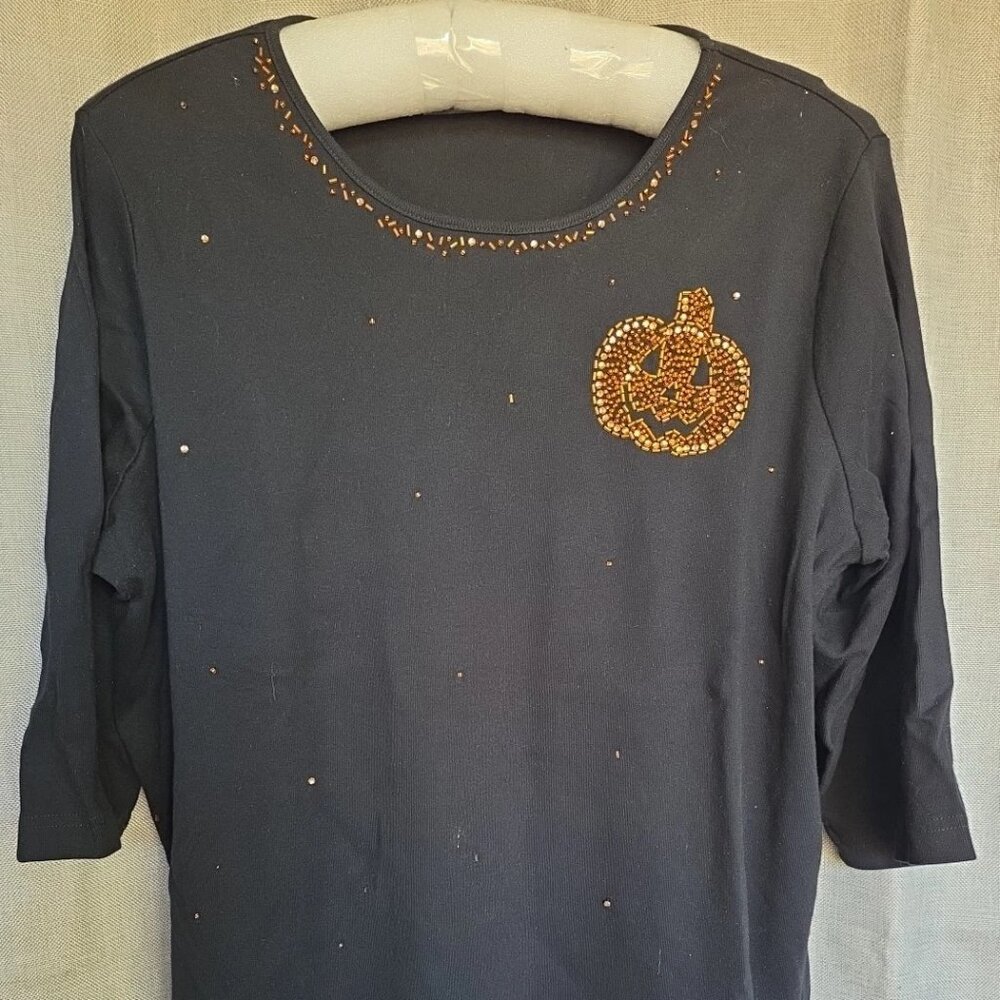 Set of 3 Quacker Factory Halloween Sweatshirts Black, Purple, White Size 2XL